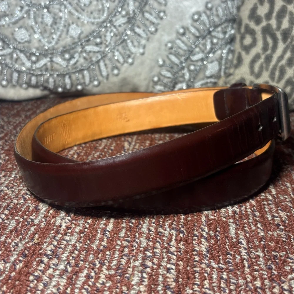 Martin Dingman Men’s Leather Belt silver buckle red brown soft classic office 42